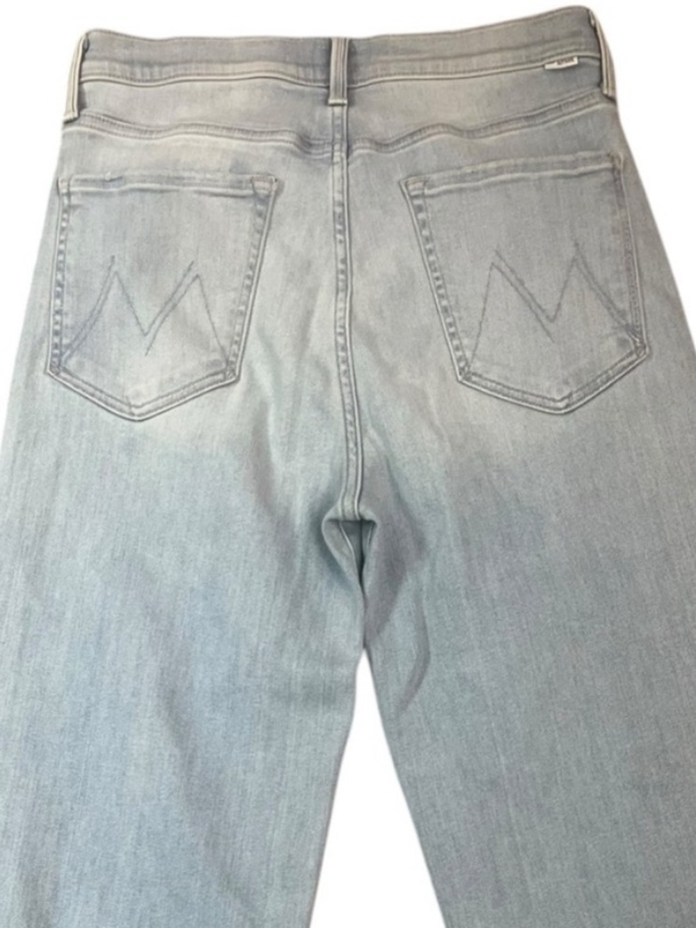 Mother Jeans Rambler Zip Ankle Fray Size 30 Hi Rise Wide Leg Chill Pill Blue - Picture 3 of 13
